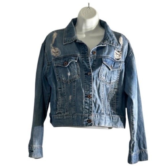 Forever 21 Jackets & Blazers - Forever 21 Distressed Blue Denim Jacket, size S